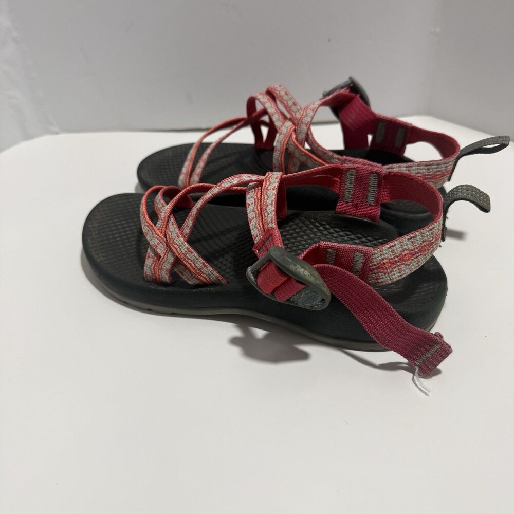Chaco Sandals Girls 3 Coral White Striped Strappy Outdoor Hiking